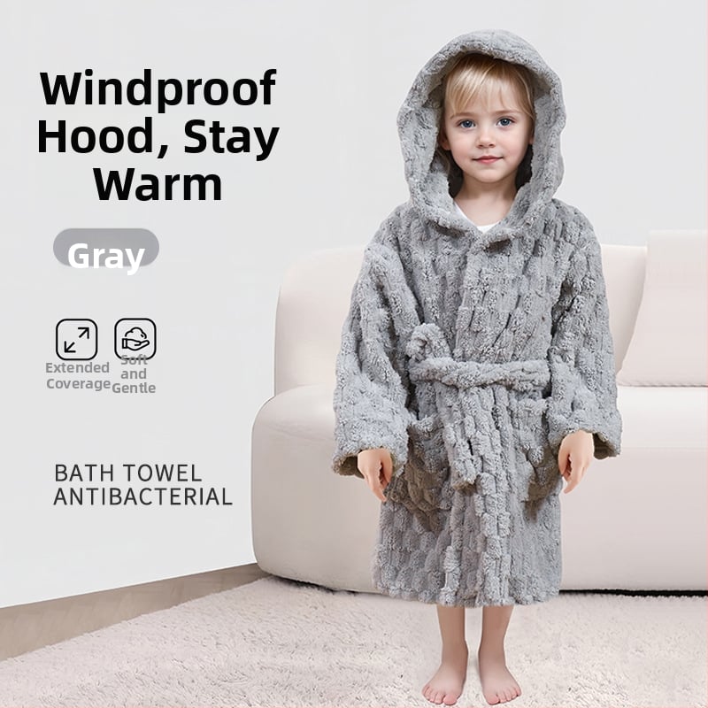 Laste vannihooldusrõivas kapuutsiga coral fleece materjalist, kantav rätik, kiiresti kuivab, unisex