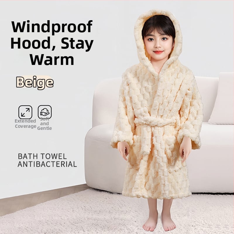 Laste vannihooldusrõivas kapuutsiga coral fleece materjalist, kantav rätik, kiiresti kuivab, unisex