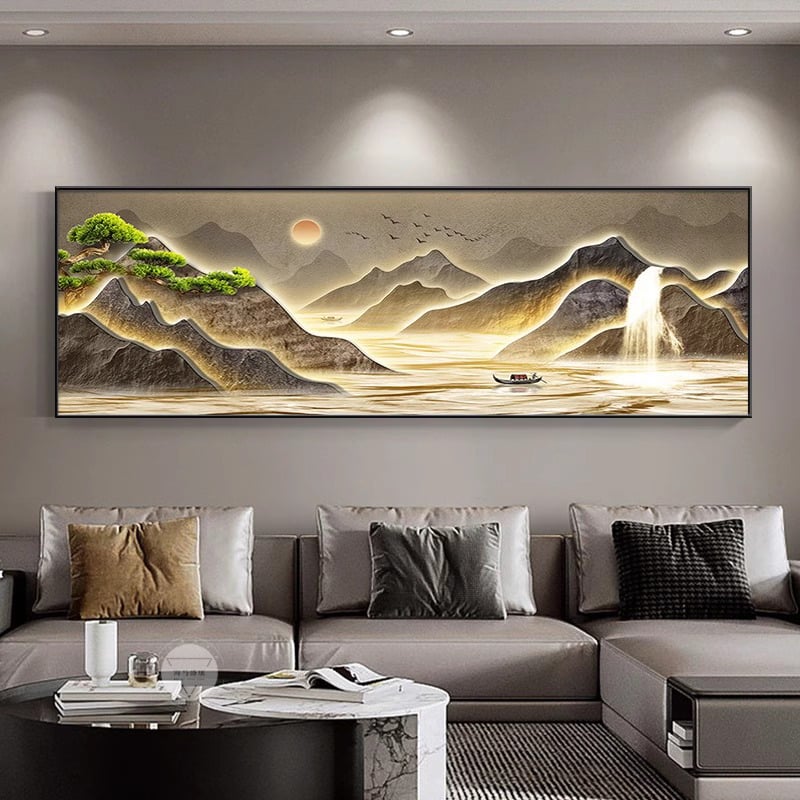 Ландшафтен комплект за кръстат шев, 9CT върху пластмасова тъкан, DIY ръчно стенно изкуство