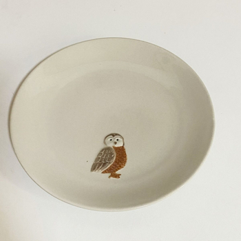 Farfurie ceramice pentru desert cu animale reliefate, sub glazură, rotundă, stil Nordic