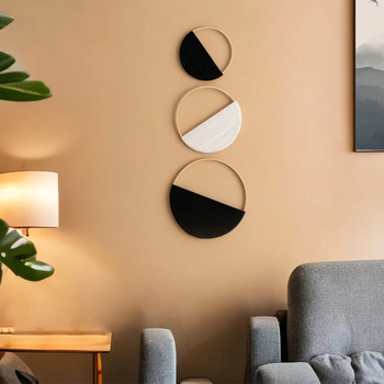 Памучен кръгъл гоблен за стена, ръчно преплетен, бохемски стил, модерен минимализъм, геометричен дизайн