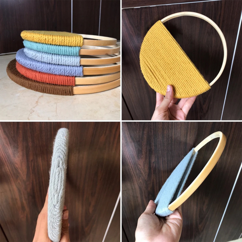 Памучен кръгъл гоблен за стена, ръчно преплетен, бохемски стил, модерен минимализъм, геометричен дизайн