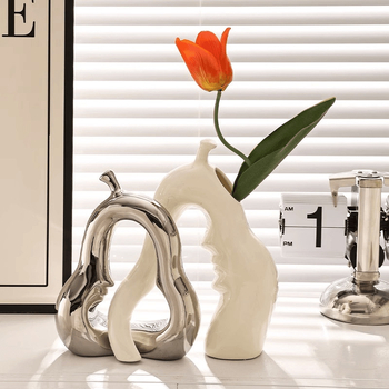 Vază ceramică decorativă — finisaj electroplacat, stil simplu și modern, personalizabil, recuzită fotografică pentru comodă TV
