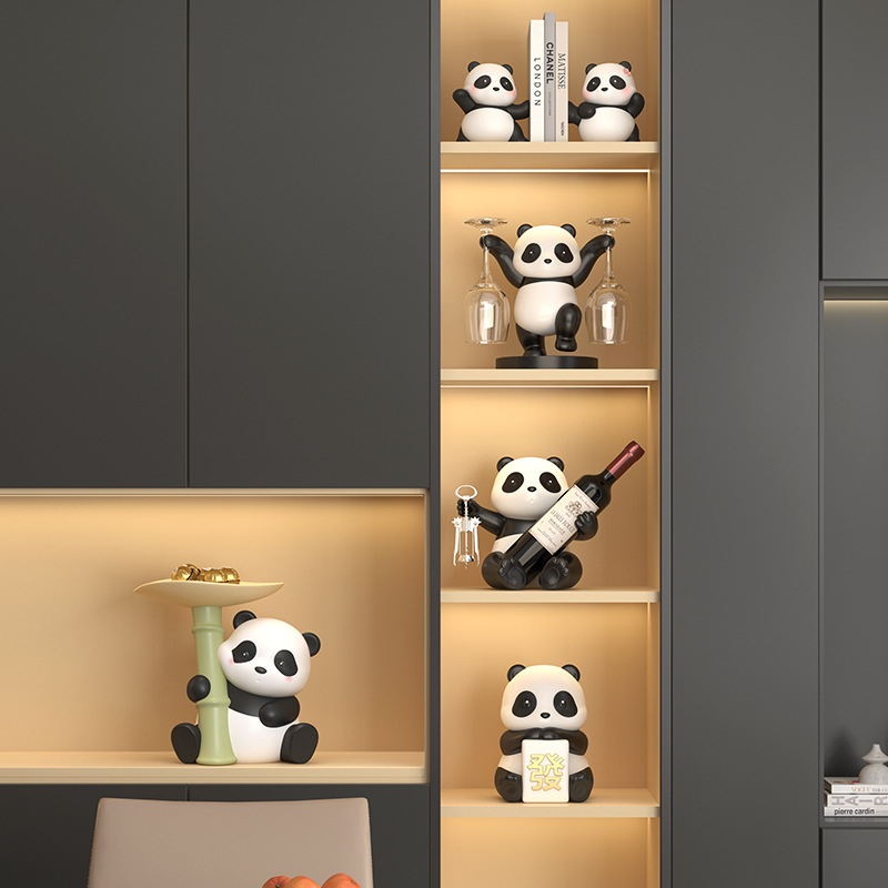 Panda suport de vin și set de dulap pentru living: rășină sintetică, stil modern minimalist, realizare manuală, fără procesare sau personalizare