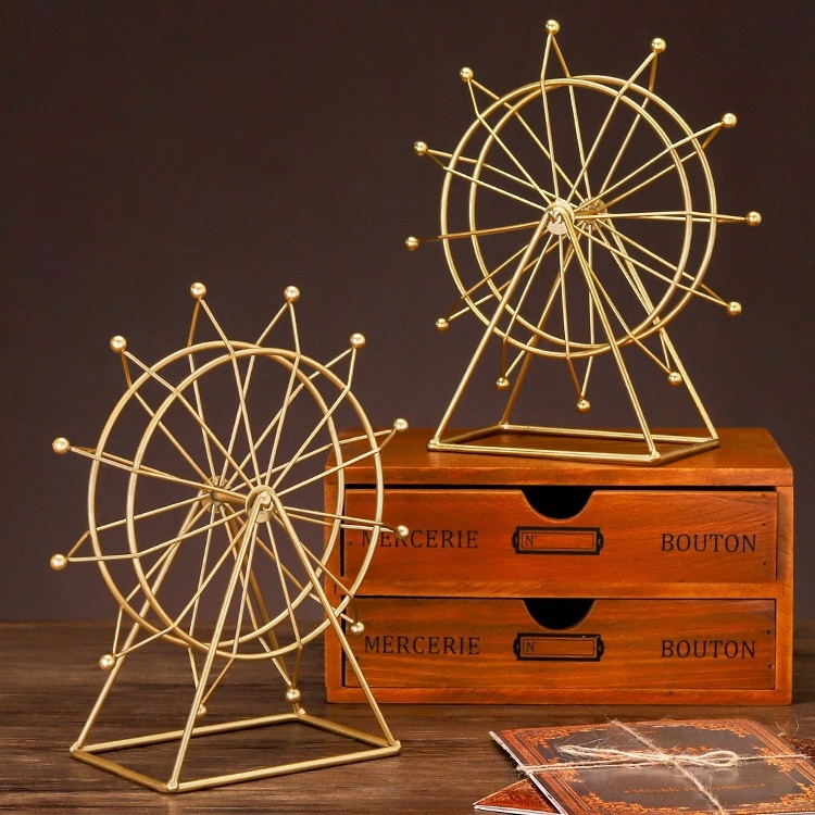 Ornament Ferris Wheel Nordic din oțel — decor modern minimalist pentru living și birou, suport de masă pentru televizor și dulap de vin; cadou pentru zi de naștere, absolvire și mutare