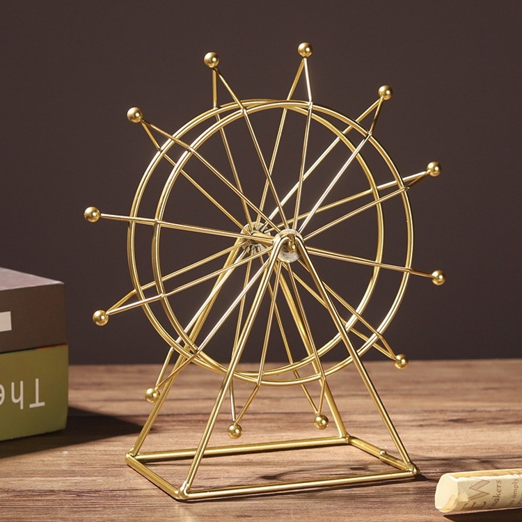 Ornament Ferris Wheel Nordic din oțel — decor modern minimalist pentru living și birou, suport de masă pentru televizor și dulap de vin; cadou pentru zi de naștere, absolvire și mutare