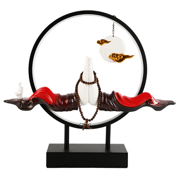 Porcelanska Budina statua za stol u uredu, novi kineski Zen dekor s keramičkim visećim elementom i drvenim narukvicom