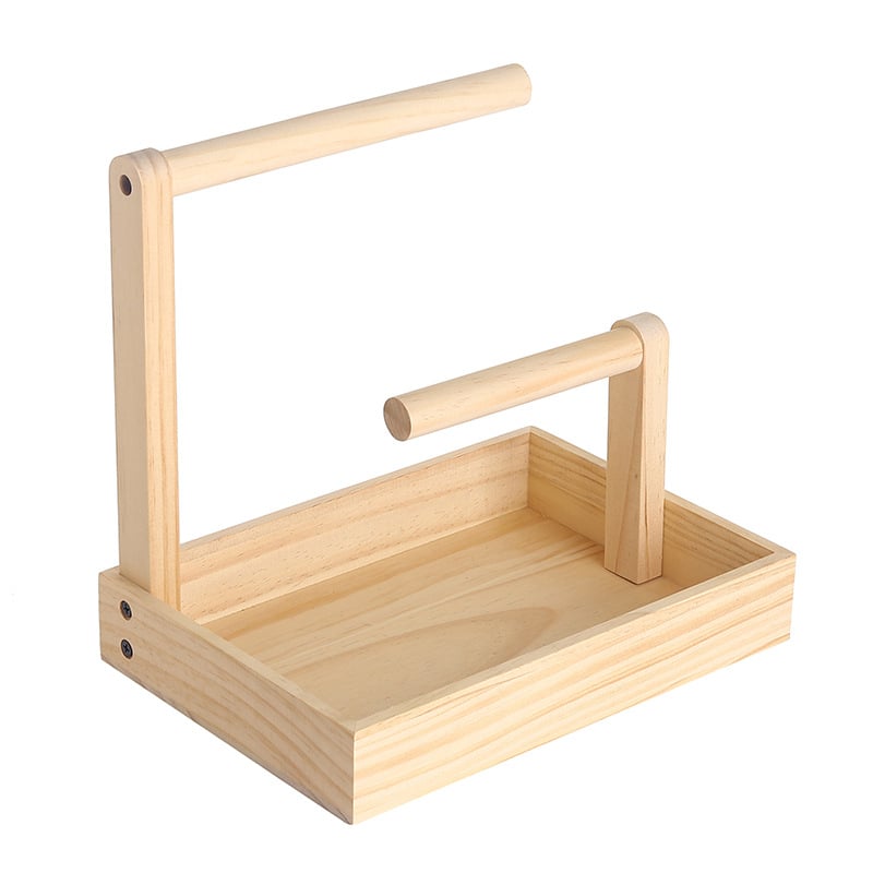 Дървен държач за бижута от твърдо дърво с две нива, за гривни и колие, корпус със сплайсинг конструкция
