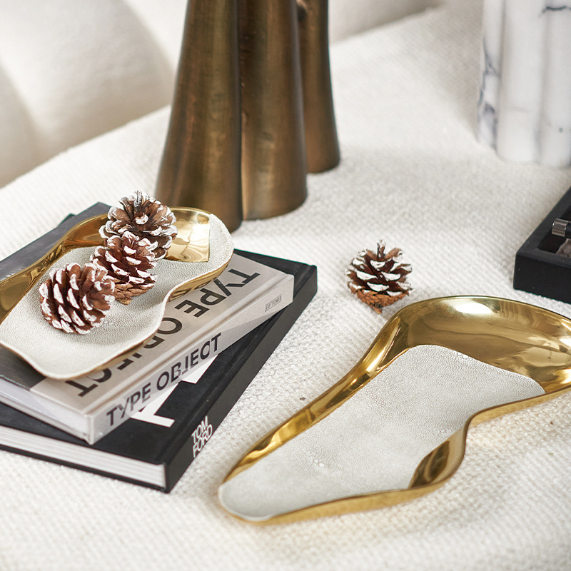 Fanqian δίσκος από χαλκό με δέρμα – κατάλληλος για διάδρομο, τραπεζάκι καφέ, σαλόνι και υπνοδωμάτιο, απλός μοντέρνος σχεδιασμός, δυνατή προσαρμογή