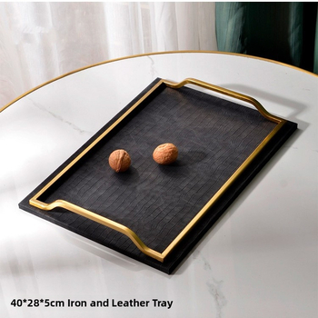 Nahk- ja metallist taldrik, Uus Hiina stiil, pind: elektroplaatimine, tootekood: T06, bränd: Qipo