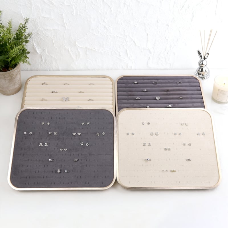 Δίσκος κοσμημάτων all-in-one με επένδυση φλανελ, περίβλημα από κράμα αλουμινίου, ορθογώνιος μονοεπίπεδος σχεδιασμός