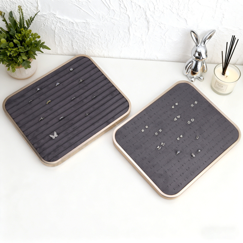 Δίσκος κοσμημάτων all-in-one με επένδυση φλανελ, περίβλημα από κράμα αλουμινίου, ορθογώνιος μονοεπίπεδος σχεδιασμός