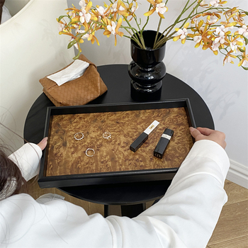 Ξύλινος δίσκος με χειρολαβή, μοτίβο ηφαιστειακού σχεδίου, δίσκος για κοσμήματα και διακόσμηση, ρετρό μεσαιωνικό στυλ.