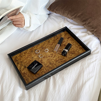 Ξύλινος δίσκος με χειρολαβή, μοτίβο ηφαιστειακού σχεδίου, δίσκος για κοσμήματα και διακόσμηση, ρετρό μεσαιωνικό στυλ.