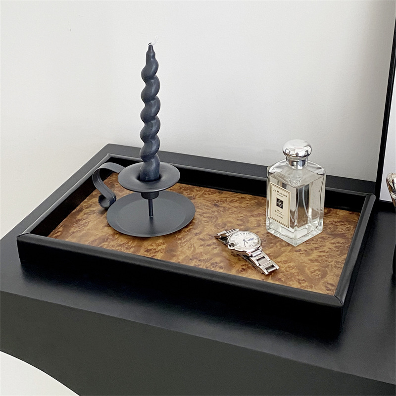 Ξύλινος δίσκος με χειρολαβή, μοτίβο ηφαιστειακού σχεδίου, δίσκος για κοσμήματα και διακόσμηση, ρετρό μεσαιωνικό στυλ.