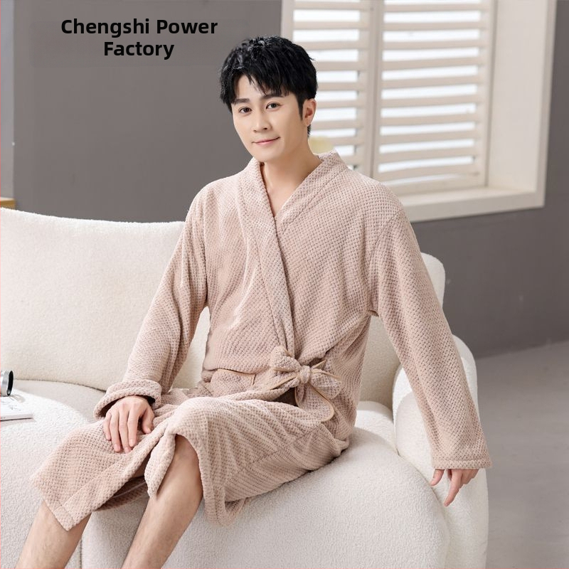 Zimski unisex ogrtač za kupaonicu, glavni materijal – lan i poliester vlakna