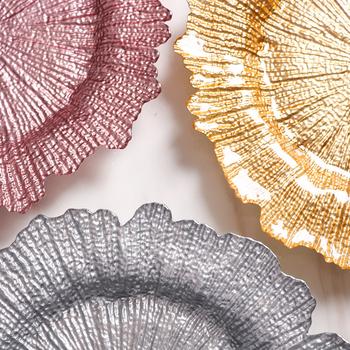 Γυάλινο πιάτο δείπνου, ακανόνιστο σχήμα, στυλ Light Luxury, μάρκα Sheng Jing, εκτυπωμένο λογότυπο