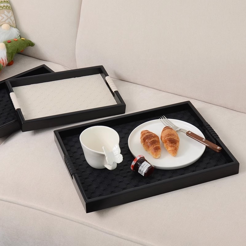 Ξύλινος δίσκος με γυαλισμένη επιφάνεια, για πρωινό και αποθήκευση κοσμημάτων, γαλλικού στυλ πολυτέλεια, χειροποίητος