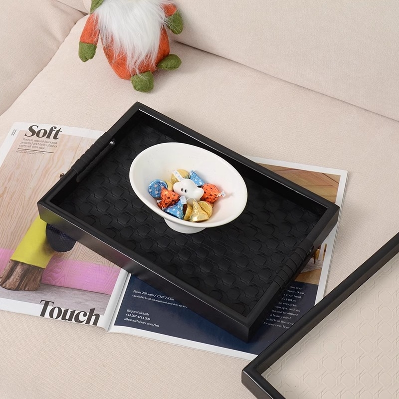 Ξύλινος δίσκος με γυαλισμένη επιφάνεια, για πρωινό και αποθήκευση κοσμημάτων, γαλλικού στυλ πολυτέλεια, χειροποίητος