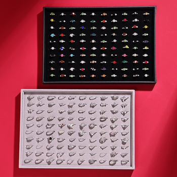 Δίσκος κοσμημάτων από ξύλο με βελούδινη επένδυση, τετράγωνος, μονοεπίπεδο, υψηλής ποιότητας αίσθηση