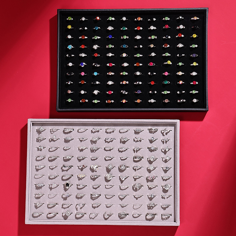 Δίσκος κοσμημάτων από ξύλο με βελούδινη επένδυση, τετράγωνος, μονοεπίπεδο, υψηλής ποιότητας αίσθηση