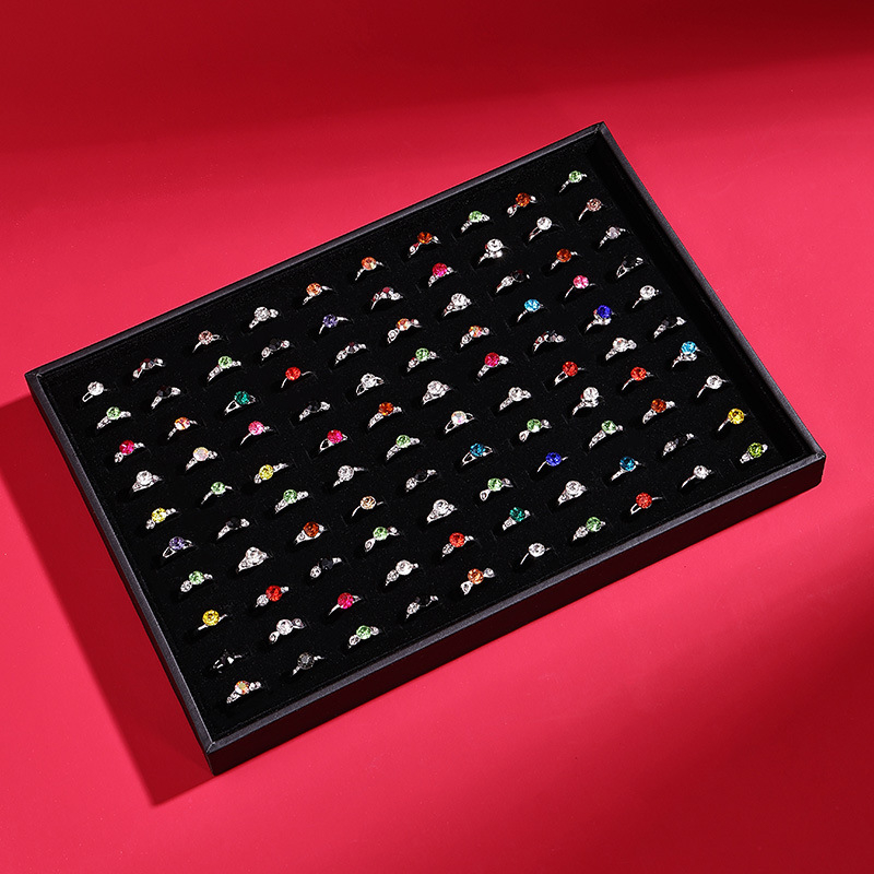 Δίσκος κοσμημάτων από ξύλο με βελούδινη επένδυση, τετράγωνος, μονοεπίπεδο, υψηλής ποιότητας αίσθηση