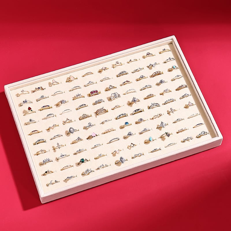 Δίσκος κοσμημάτων από ξύλο με βελούδινη επένδυση, τετράγωνος, μονοεπίπεδο, υψηλής ποιότητας αίσθηση