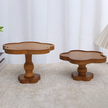 Bambusni podnos s visokim nogama i cvjetnim rubom, držač svijeća i posuda za mirise, nepravilnog oblika, moderni minimalistički stil