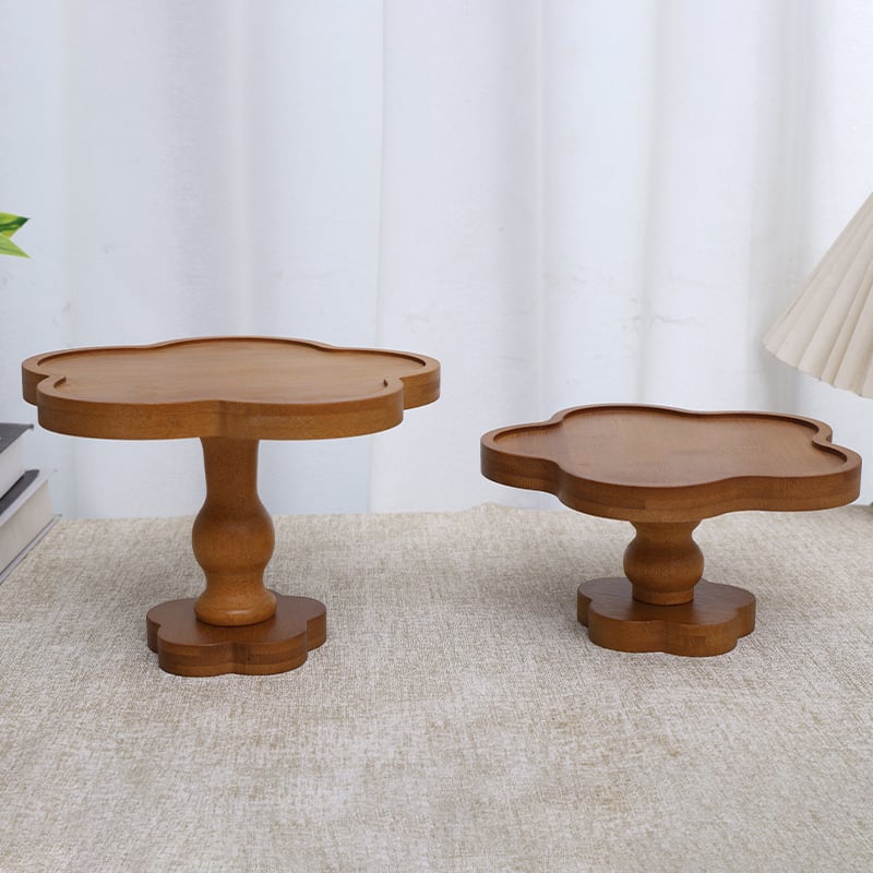 Bambusni podnos s visokim nogama i cvjetnim rubom, držač svijeća i posuda za mirise, nepravilnog oblika, moderni minimalistički stil