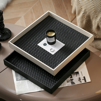 Ξύλινος τετράγωνος δίσκος για αποθήκευση και έκθεση στο σαλόνι – στυλ ελαφρού πολυτελείας; προσαρμοστικό; συσκευασία από χαρτόνι; άλλος τύπος κατασκευής