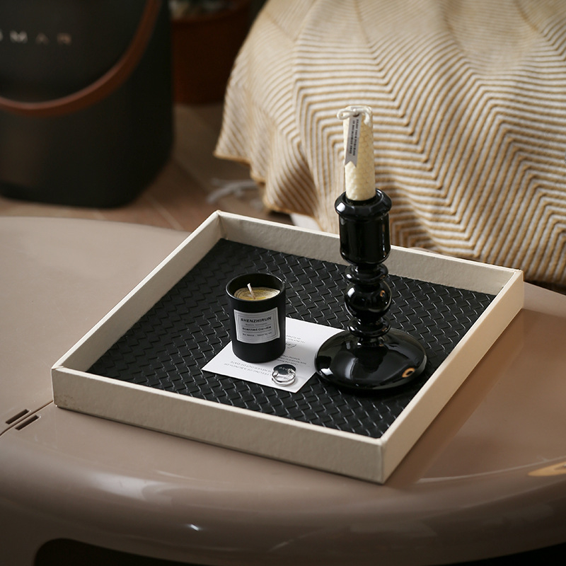 Ξύλινος τετράγωνος δίσκος για αποθήκευση και έκθεση στο σαλόνι – στυλ ελαφρού πολυτελείας; προσαρμοστικό; συσκευασία από χαρτόνι; άλλος τύπος κατασκευής