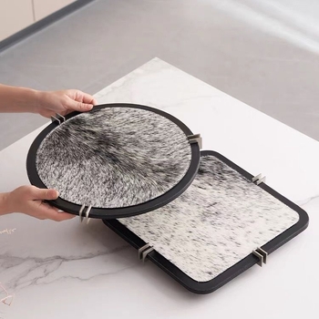 Ümargune puidust serveerimisalus, kaasaegse minimalistliku stiiliga laua dekoratsioon, kohandamata