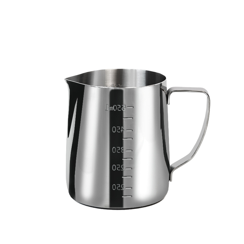 Κανάκι για latte art με στόμιο και κλίμακα, από ανοξείδωτο ατσάλι, μοντέρνος μινιμαλιστικός σχεδιασμός, premium ποιότητα, κατάλληλο για γραφείο, σπίτι και καφέ