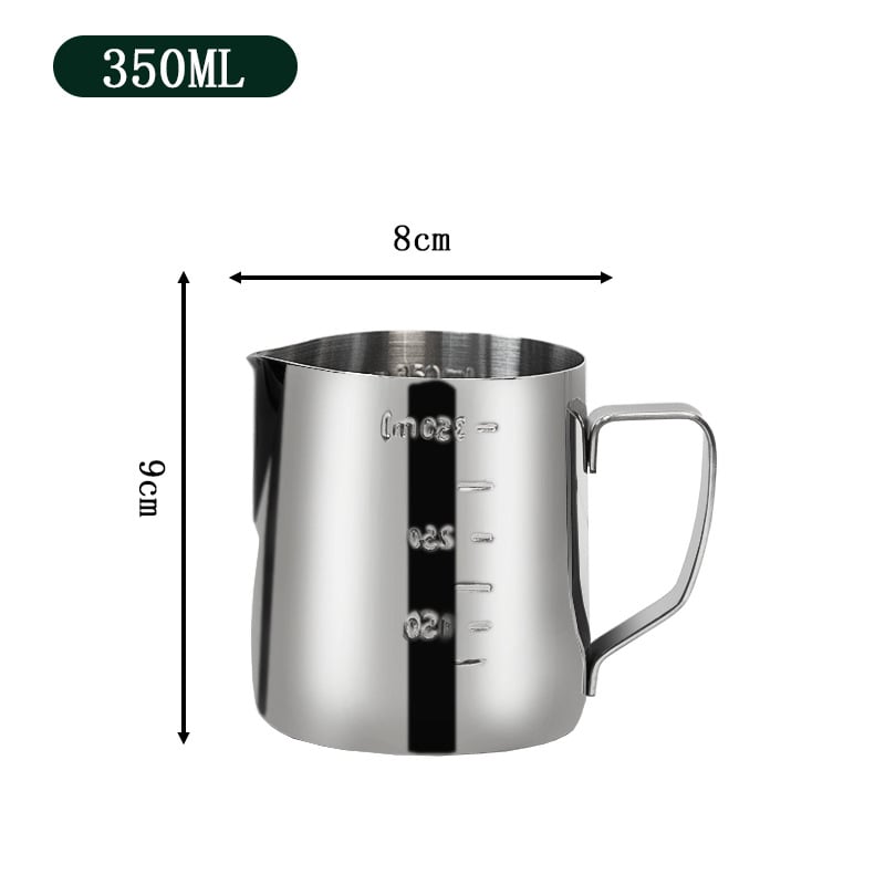 Κανάκι για latte art με στόμιο και κλίμακα, από ανοξείδωτο ατσάλι, μοντέρνος μινιμαλιστικός σχεδιασμός, premium ποιότητα, κατάλληλο για γραφείο, σπίτι και καφέ