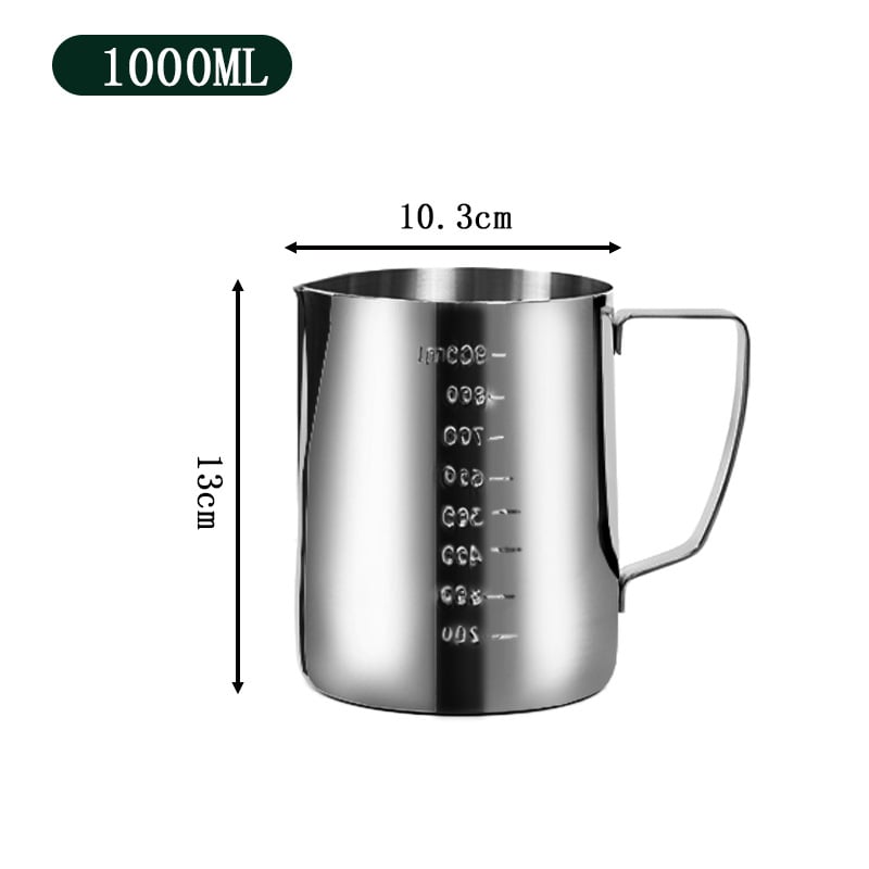 Κανάκι για latte art με στόμιο και κλίμακα, από ανοξείδωτο ατσάλι, μοντέρνος μινιμαλιστικός σχεδιασμός, premium ποιότητα, κατάλληλο για γραφείο, σπίτι και καφέ