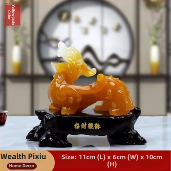 Pixiu sveķu statuja - Ķīniešu stils, gravēta un roku krāsota, Mājas dekors dzīvojamai istabai, guļamistabai, birojam, ieejas hallē (Materiāls: sveķi; Izpilde: gravēšana, roku krāsošana; Stils: Ķīniešu)