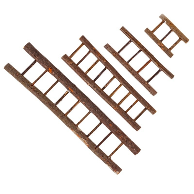 Mini koka kāpnes Ziemassvētku dekorācijām un skatu rekvizītiem, boxwood koks, pastorālais stils, izglītojoša rotaļa