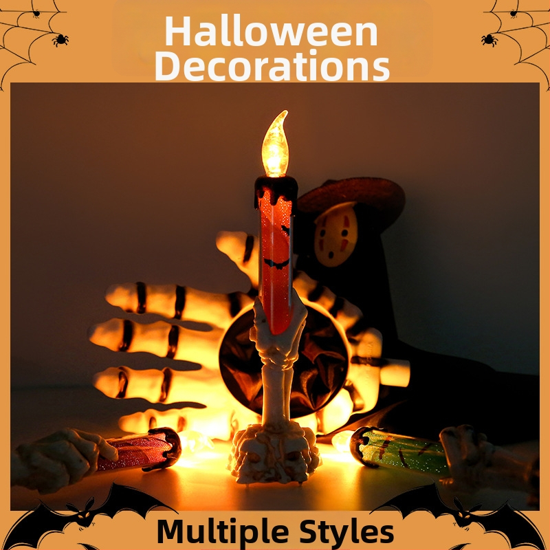 Scēnas rekvizīts: galvaskauss ar sveci Halloweenam, plastmasa, Tongmeng, festivāla stils