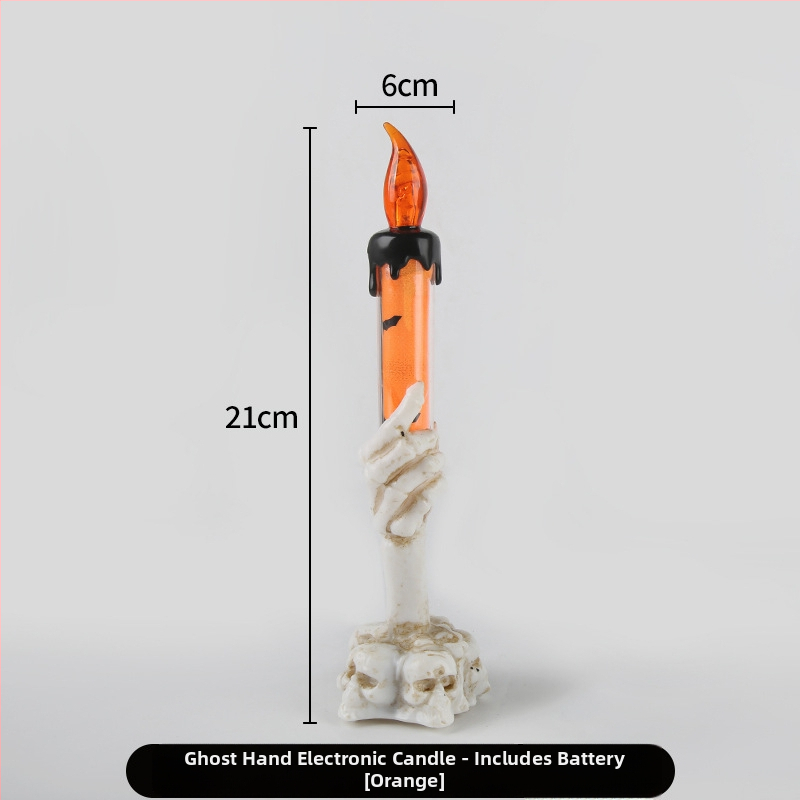 Scēnas rekvizīts: galvaskauss ar sveci Halloweenam, plastmasa, Tongmeng, festivāla stils