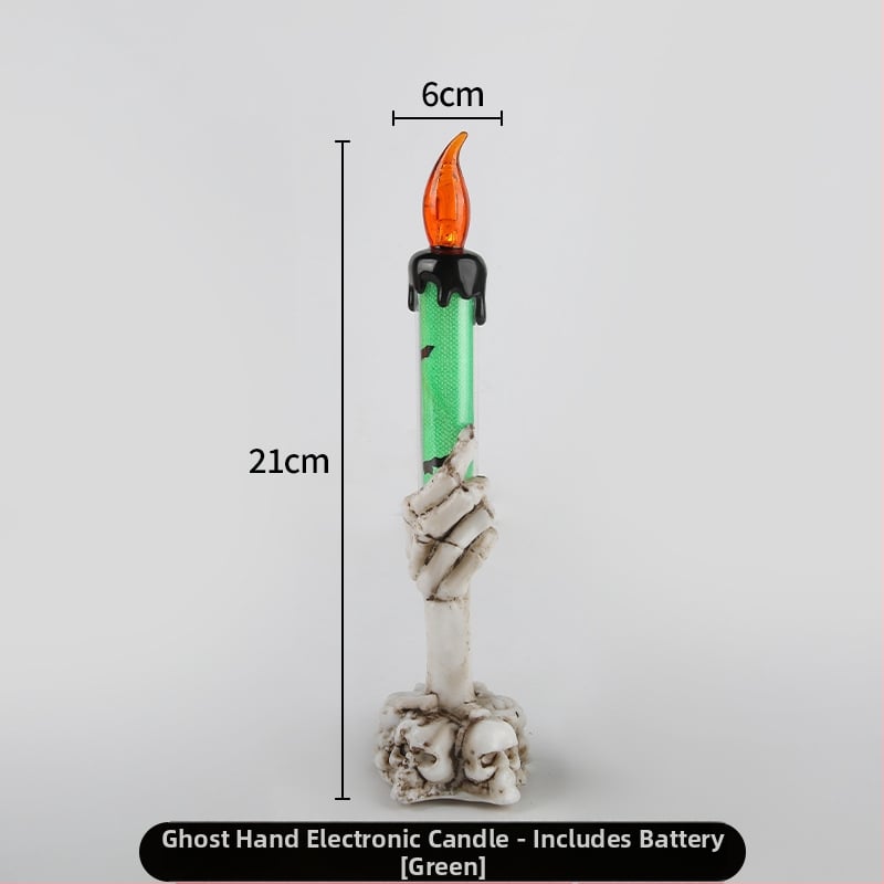 Scēnas rekvizīts: galvaskauss ar sveci Halloweenam, plastmasa, Tongmeng, festivāla stils