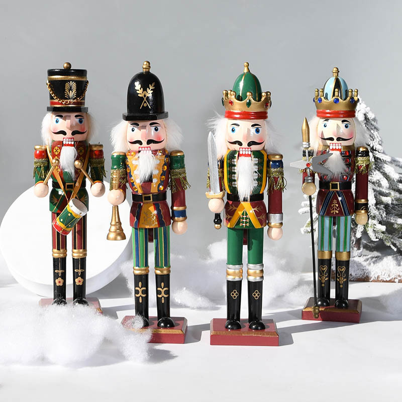 Koka dekoratīvs Nutcracker Soldier ornaments, Ziemassvētku stils, zīmols Yiheng, mājas un birojam dekoram