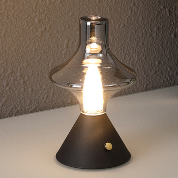 NHCL-020 Antīkā klasiskā stikla galda lampa ar metāla turētāju, pieskāriena dimmer un nakts gaismu