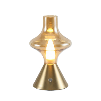 NHCL-020 Antīkā klasiskā stikla galda lampa ar metāla turētāju, pieskāriena dimmer un nakts gaismu