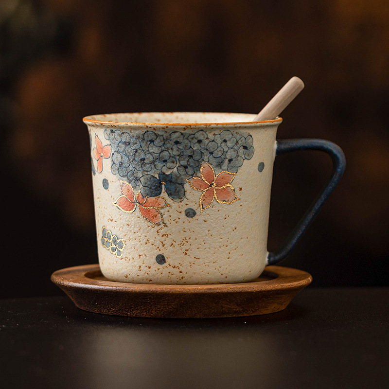 Κούπα καφέ με μοτίβο λουλουδιών, κινεζικού στυλ, διαθεσιμότητα εξατομίκευσης και εκτύπωσης λογότυπου