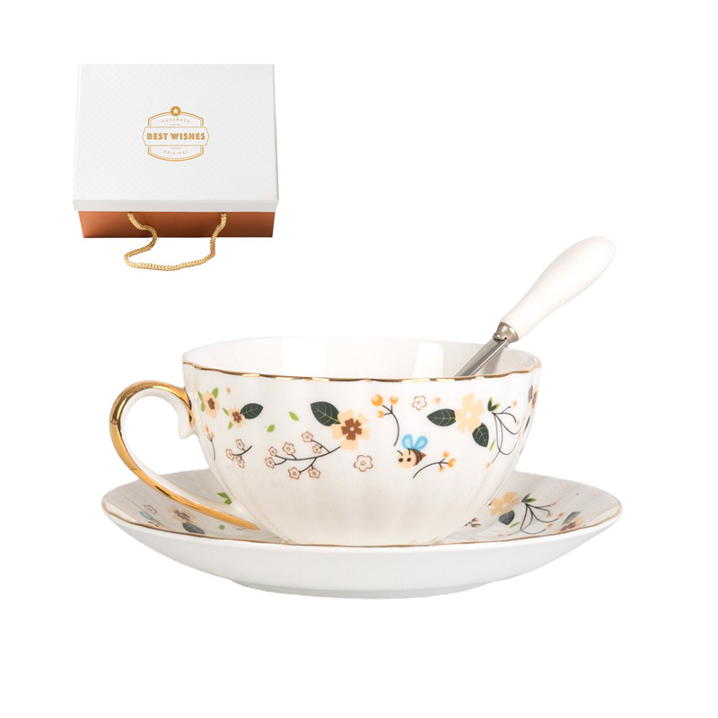 Σετ κούπας καφέ από πορσελάνη και πιατάκι, σε αγροτικό-αμερικανο-ευρωπαϊκό στυλ; Μάρκα Deli Ceramics; Βάρος κάτω από 0,5 kg; Συσκευασία: κουτί δώρου