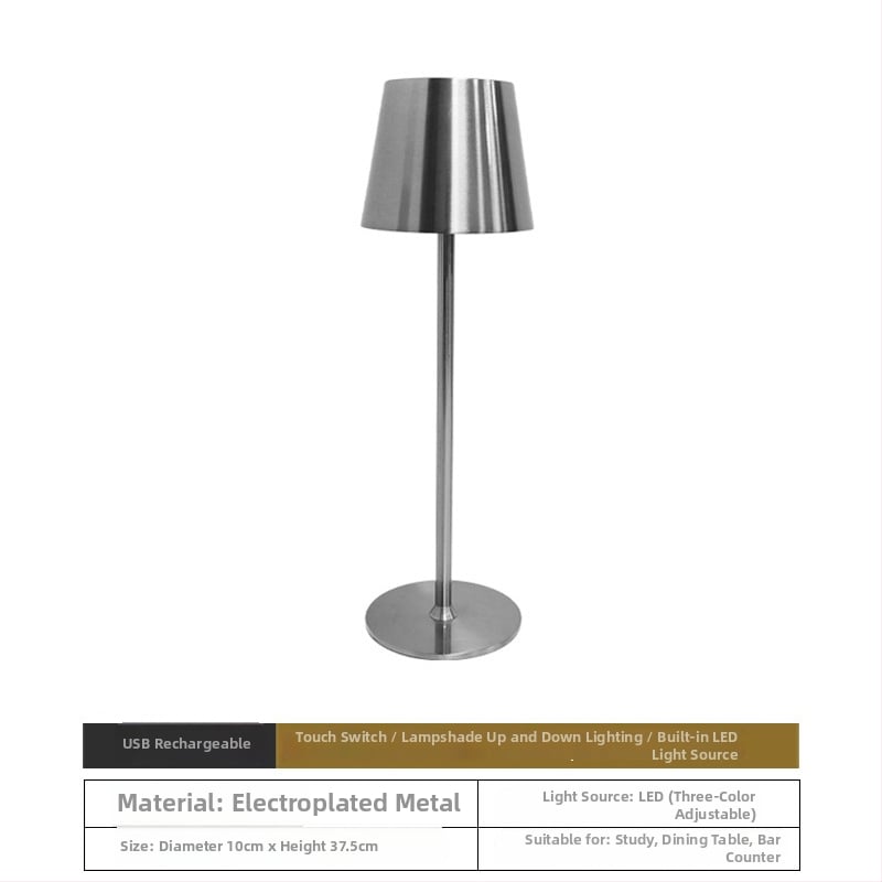 Stalo lempa su aukštomis kojomis, metaliniu pagrindu, šiuolaikinis minimalistinis stilius, įtampa iki 36V, modelis: stalo lempa su apvaliu pagrindu