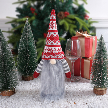 Плетено покривало за бутилка вино с безлико Дядо Коледа от Cangyan, подходящо за коледна декорация