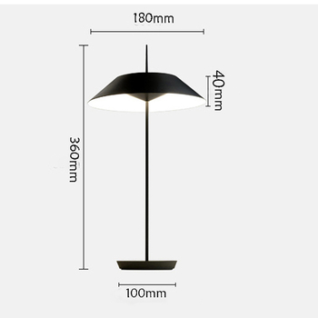 Декоративна настолна лампа - чадърна форма, презареждаща, безстъпково димиране; метална конструкция, преносима; подходяща за спалня, учебна стая, бар или кафе атмосфера; функции: нощна светлина, светлина за учене, амбиентно осветление