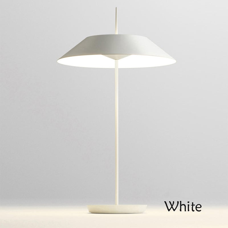 Декоративна настолна лампа - чадърна форма, презареждаща, безстъпково димиране; метална конструкция, преносима; подходяща за спалня, учебна стая, бар или кафе атмосфера; функции: нощна светлина, светлина за учене, амбиентно осветление