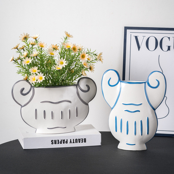 Κεραμικό βάζο λουλουδιών, χειροποίητο αισθητικός διακοσμητικός για σαλόνι και είσοδος; Υλικό: κεραμικά; Επιφάνεια: Άλλο; Μη εισαγόμενο; Δώρο: Όχι